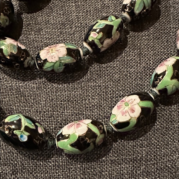 Vintage Large Oval Porcelain Necklace - Picture 2 of 5